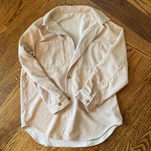 oversized tan button up